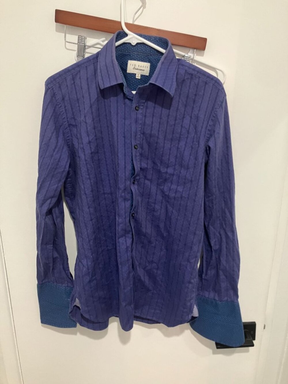 Ted Baker Endurance Men's French Cuff Striped Dress Shirt, Blue, Size 16-34/35